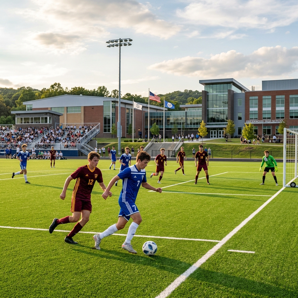 Students playing soccer