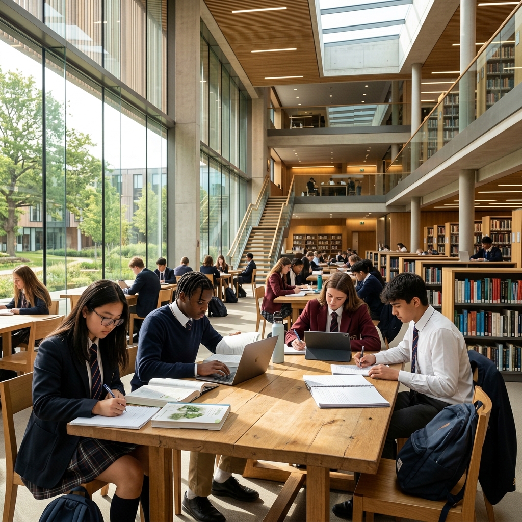 Students in library